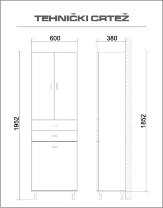 Standard Vertikala sa korpom i policom (600)